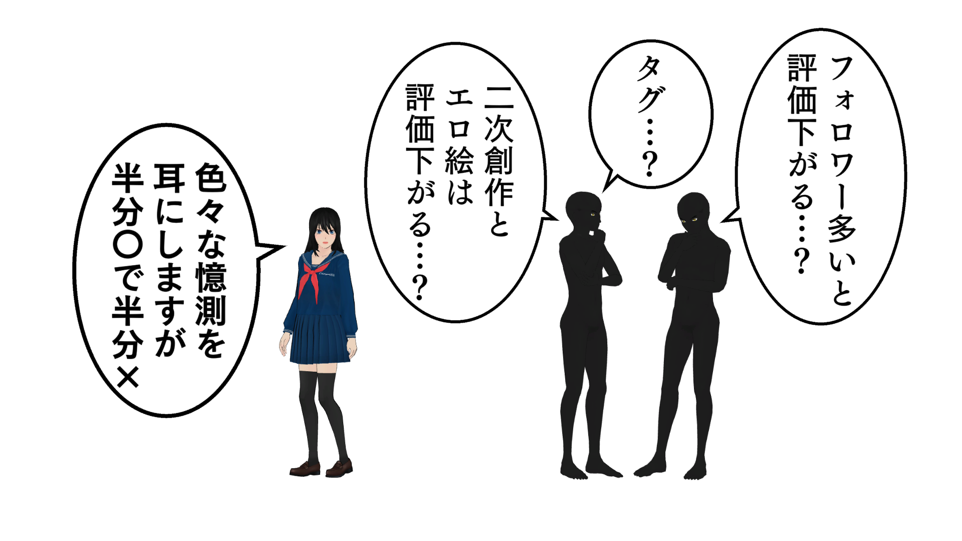 フォロワー多いと評価下がる…？タグ…？二次創作とエロ絵は評価下がる…？色々な憶測を耳にしますが、半分○で半分×。