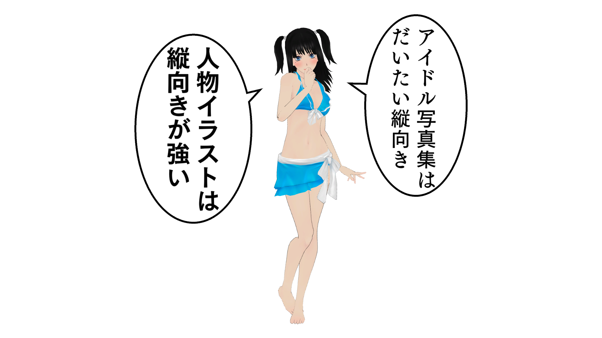 アイドル写真集は、だいたい縦向き。人物イラストは縦向きが強い。