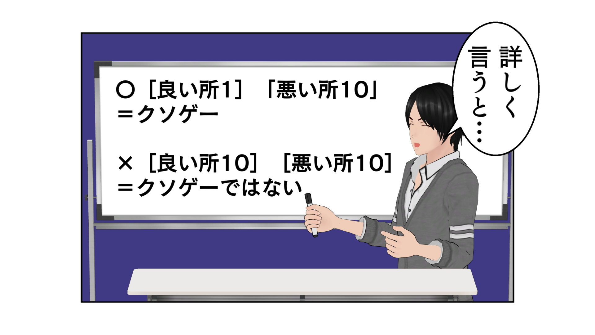 詳しく言うと…。〇「良い所１」「悪い所10」＝クソゲー。×「良い所10」「悪い所10」＝クソゲーではない。